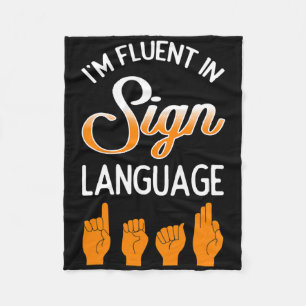 Deaf Awareness Hearing Aid Implant Fluent In Sign Fleece Blanket