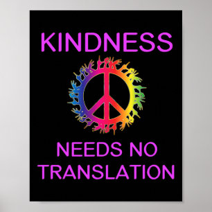 Deaf Awareness Kindness Needs No Translation Asl  Poster