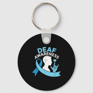 Deaf Awareness Month Blue Ribbon Asl Cochlear Impl Key Ring