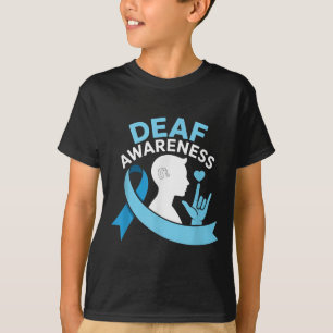 Deaf Awareness Month Blue Ribbon Asl Cochlear Impl T-Shirt