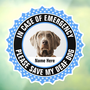 Deaf Dog Safety Alert First Responder Photo Name Window Cling