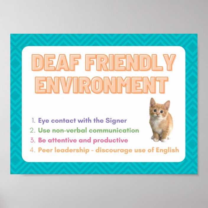 Deaf Friendly Environment ASL Class Poster Zazzle.co.uk