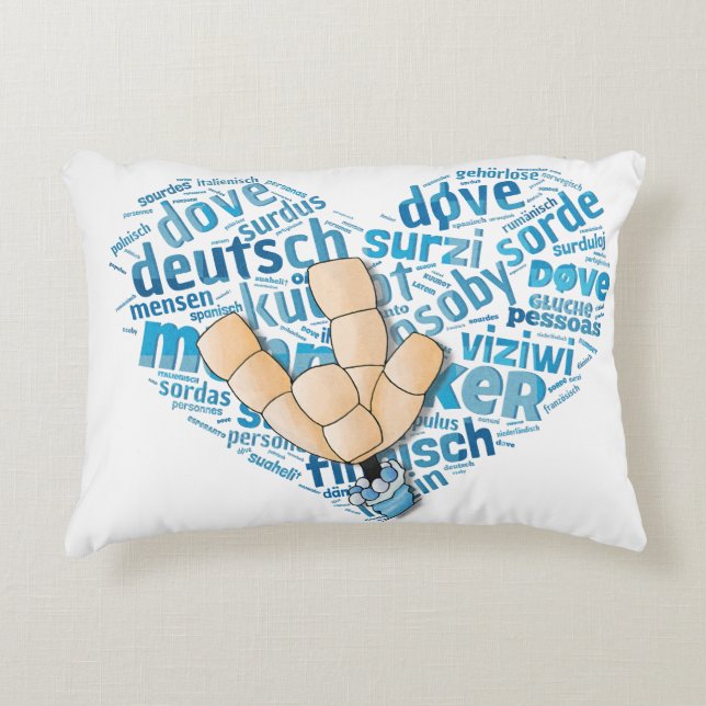 Deaf Hand - Love Heart Decorative Cushion (Front)
