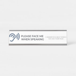 Deaf Hard of Hearing Disability Awareness DeskSign Desk Name Plate