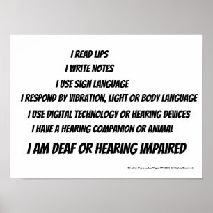 Deaf & Hearing Impaired Office or Home Poster