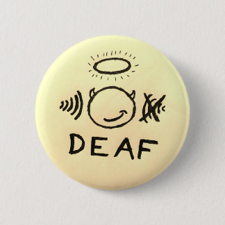 Deaf In One Ear Angel/Devil 6 Cm Round Badge