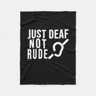 Deaf Not Rude Deaf Awareness Yellow Ribbon Asl Lan Fleece Blanket