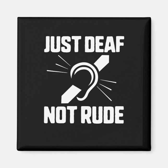 Deaf Not Rude Deaf Awareness Yellow Ribbon Asl Lan Magnet (Front)
