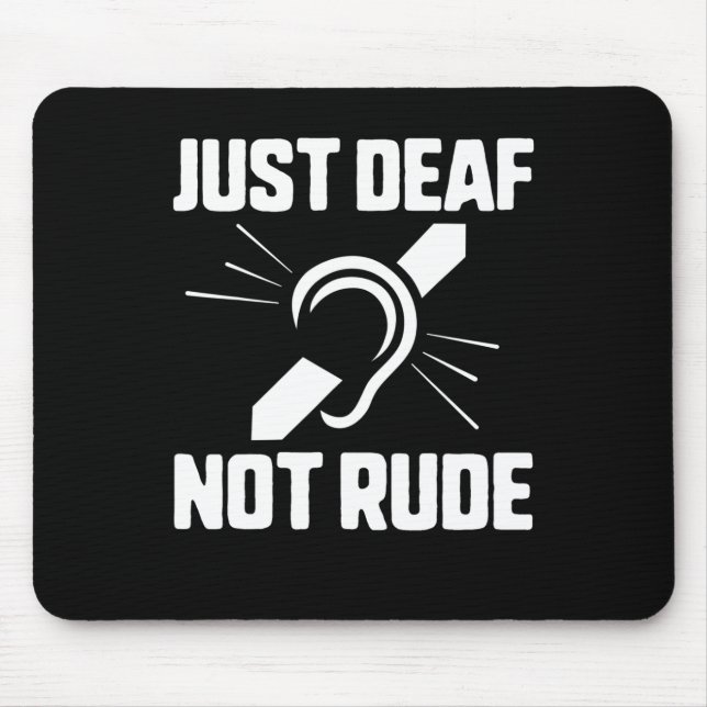 Deaf Not Rude Deaf Awareness Yellow Ribbon Asl Lan Mouse Mat (Front)