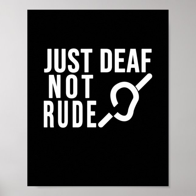 Deaf Not Rude Deaf Awareness Yellow Ribbon Asl Lan Poster (Front)