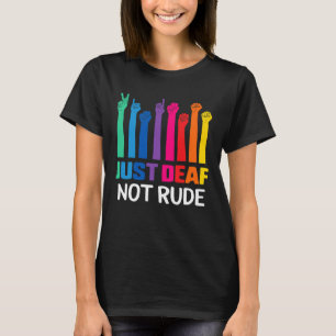 Deaf Not Rude Deaf Awareness Yellow Ribbon Asl Lan T-Shirt