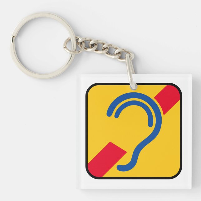 Deaf. Poor hearing, deafness, Limited hearing. Key Ring (Front)
