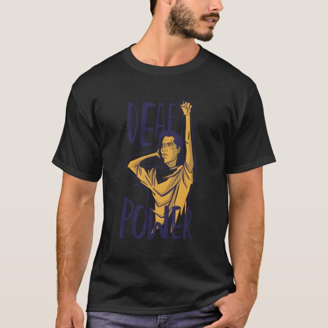 Deaf Power Hard Of Hearing Disability Deaf Pride H T-Shirt (Front)