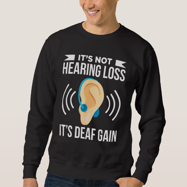 Deaf Pride ASL Hand Gesture Hearing Aid Hand Sign  Sweatshirt (Front)