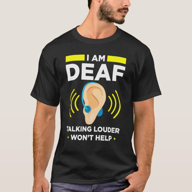 Deaf Pride ASL Hand Gesture Hearing Aid Hand Sign  T-Shirt (Front)