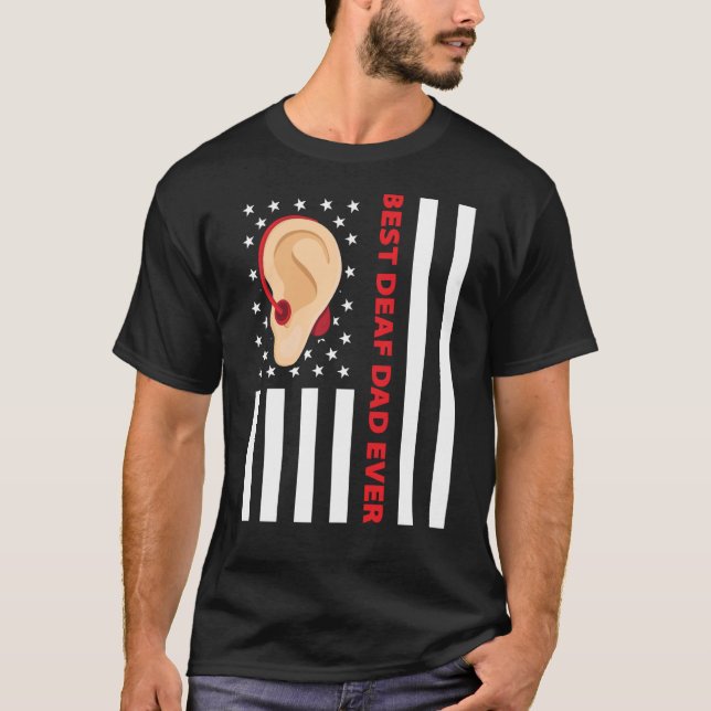 Deaf Pride ASL Hand Gesture Hearing Aid Hand Sign  T-Shirt (Front)