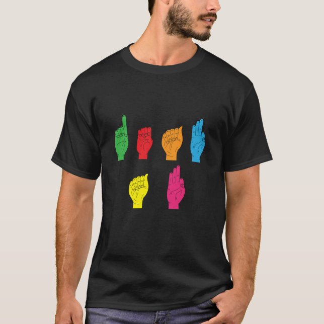 Deaf Pride ASL Hand Gesture Hearing Aid Hand Sign  T-Shirt (Front)