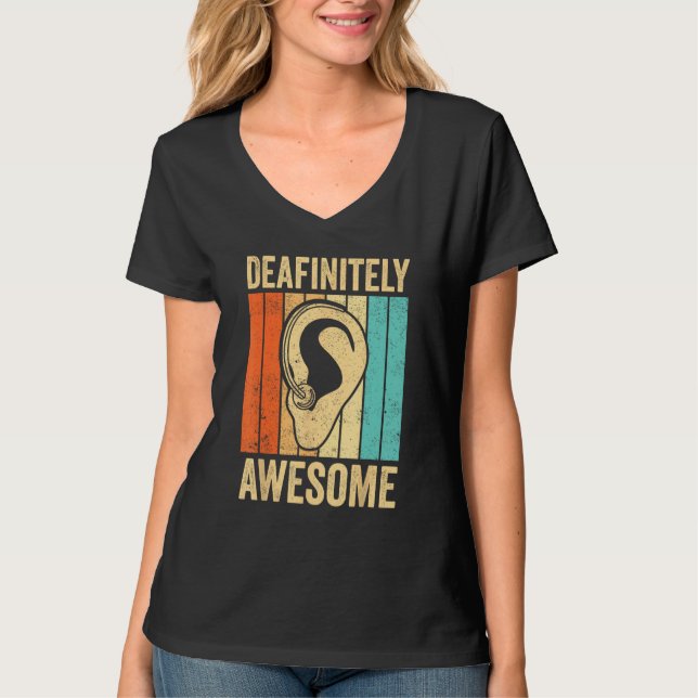 Deaf Pride Awareness ASL Sign Language Deafinitely T-Shirt (Front)