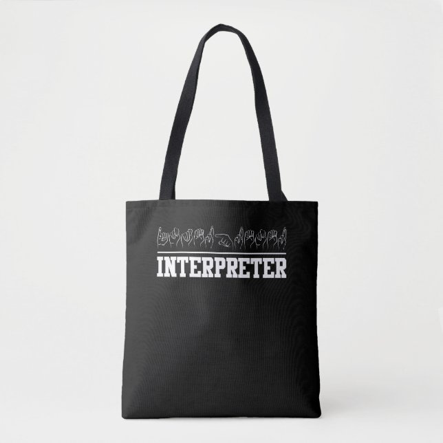 Deaf Pride Interpreter ASL Sign Language Tote Bag (Front)