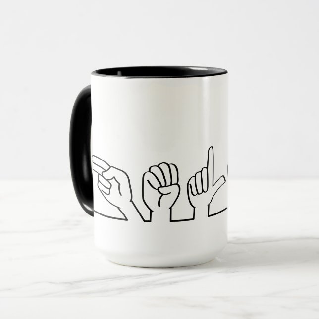 Deaf, sign-language hello. Budget or greeting Mug (Front Left)