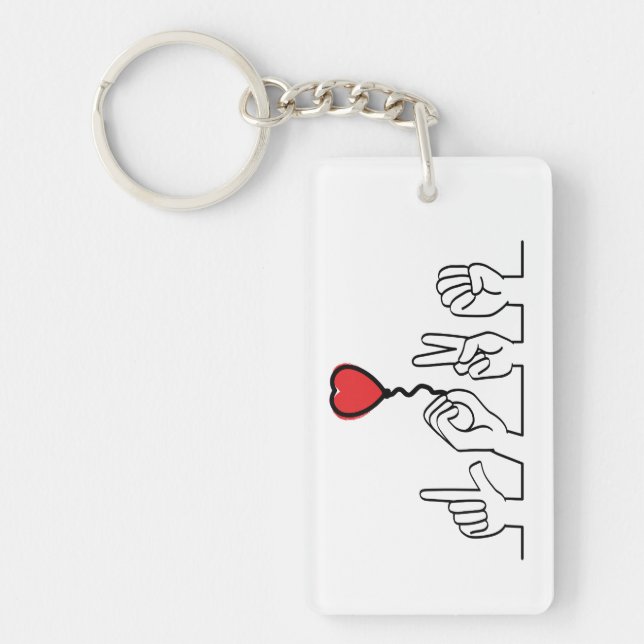 Deaf, sign-language love — love. I love you. Key Ring (Front)