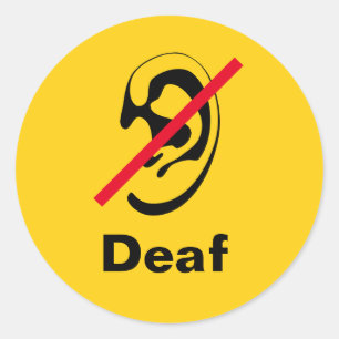 Deaf yellow classic round sticker