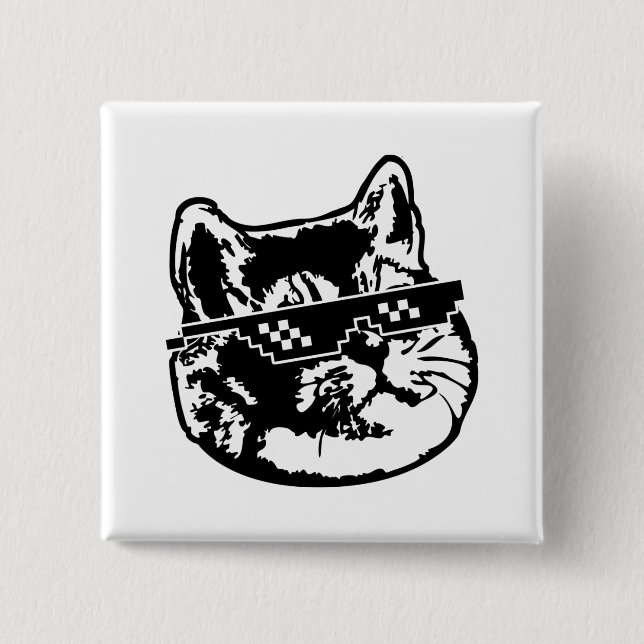 Deal With It Glasses Cat Meme 15 Cm Square Badge (Front)