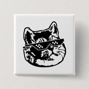 Deal With It Glasses Cat Meme 15 Cm Square Badge