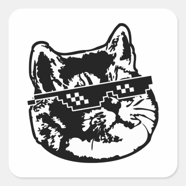 Deal With It Glasses Cat Meme Square Sticker (Front)