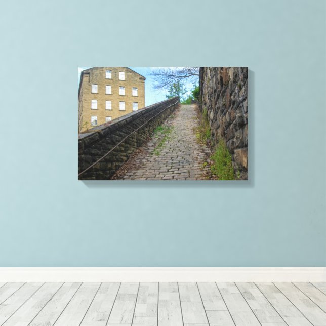 Dean Clough Cobblestone Climb - Brandt's Spirit  Canvas Print (Insitu(Wood Floor))