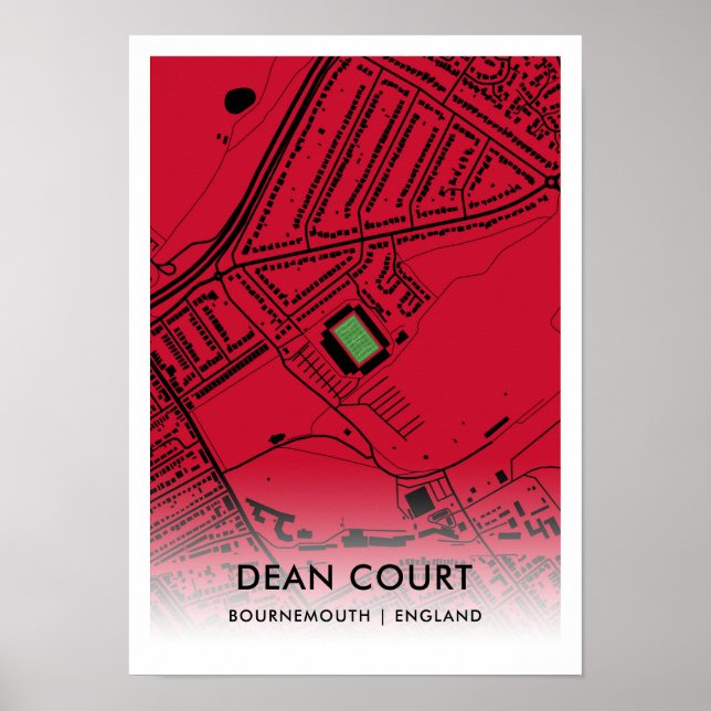 Dean Court Stadium Map – Home of AFC Bournemouth Poster (Front)