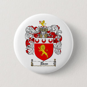 DEAN FAMILY CREST -  DEAN COAT OF ARMS 6 CM ROUND BADGE
