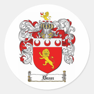 DEAN FAMILY CREST -  DEAN COAT OF ARMS CLASSIC ROUND STICKER