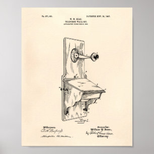 Dean Wall Telephone 1907 Patent Art Old Peper Poster