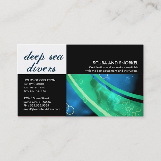 deap sea divers business card (Front)