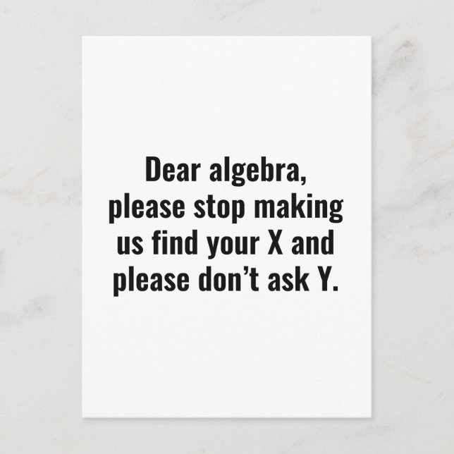 Dear Algebra Postcard (Front)
