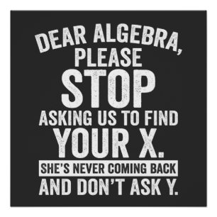 Dear Algebra, Stop Asking Us To Find Your X Poster