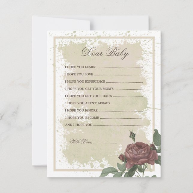 Dear Baby Rustic Floral Burgundy Blush Baby Shower (Front)
