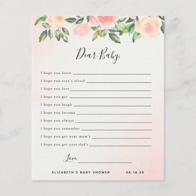 Dear Baby Wishes | Baby Shower Game (Front)