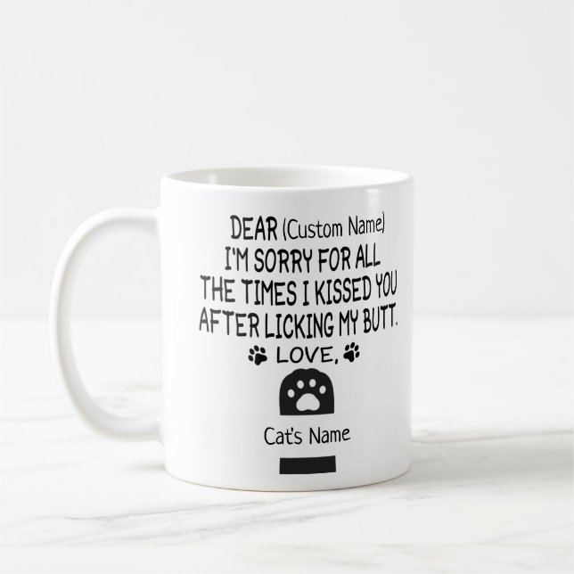 Dear Cat custom name and cat's name Coffee Mug (Left)