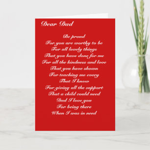 Dear dad father's day tribute card