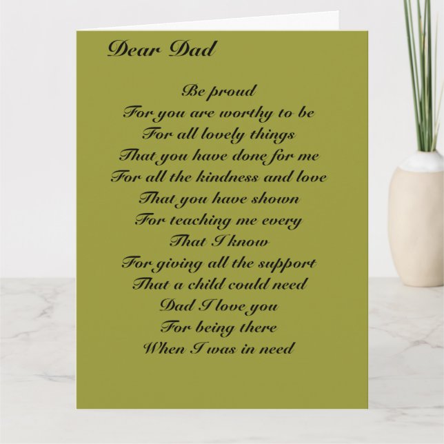 Dear dad father's day tribute card (Front)