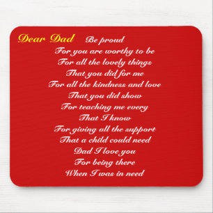 Dear dad father's day tribute mouse mat