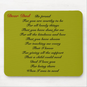 Dear dad father's day tribute mouse mat