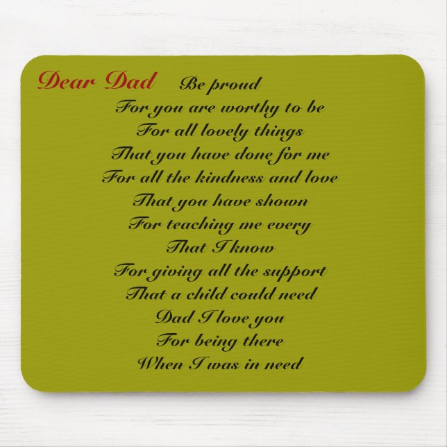 Dear dad father's day tribute mouse mat (Front)