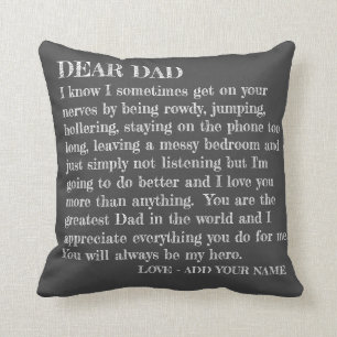Dear Dad Funny Love Daughter Letter Personalised Cushion