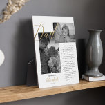 Dear Dad | Gold Dad Script Wedding Message Photo Plaque<br><div class="desc">Truly special and memorable father of the bride gift from daughter photo and message plaque. Give a beautiful personalised gift to your father on your wedding day that he'll cherish forever. This beautiful personalised wedding day gift features two black and white photos to display two of your own special father...</div>