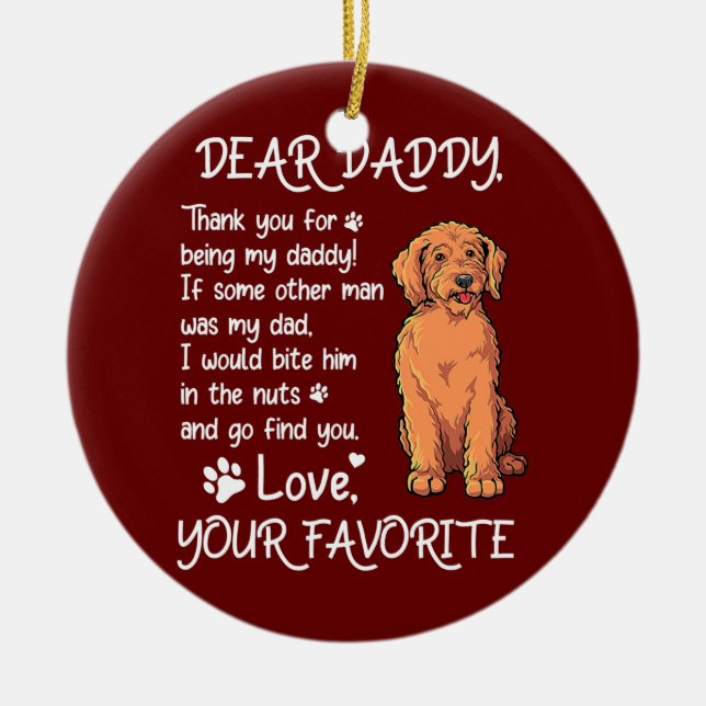 Dear Daddy Labradoodle Dog Dad Father's Day  Ceramic Tree Decoration (Front)