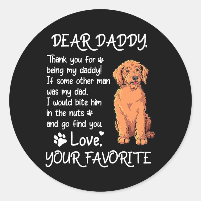 Dear Daddy Labradoodle Dog Dad Father's Day  Classic Round Sticker (Front)