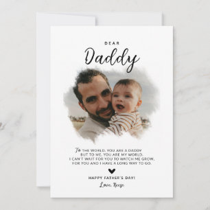 Dear Daddy   Modern Photo Heart Father's Day Card